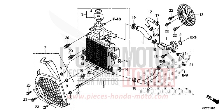RADIATOR for PCX 125 PEARL SIENA RED (R320) from 2015